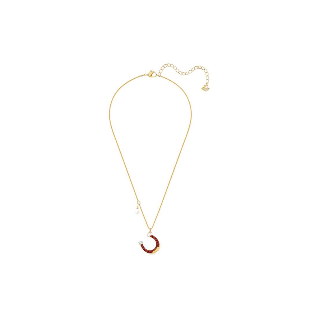 Swarovski Red Horseshoe Shaped Lucky Necklace Women necklace 5464197 Box (Random Color),F,Red