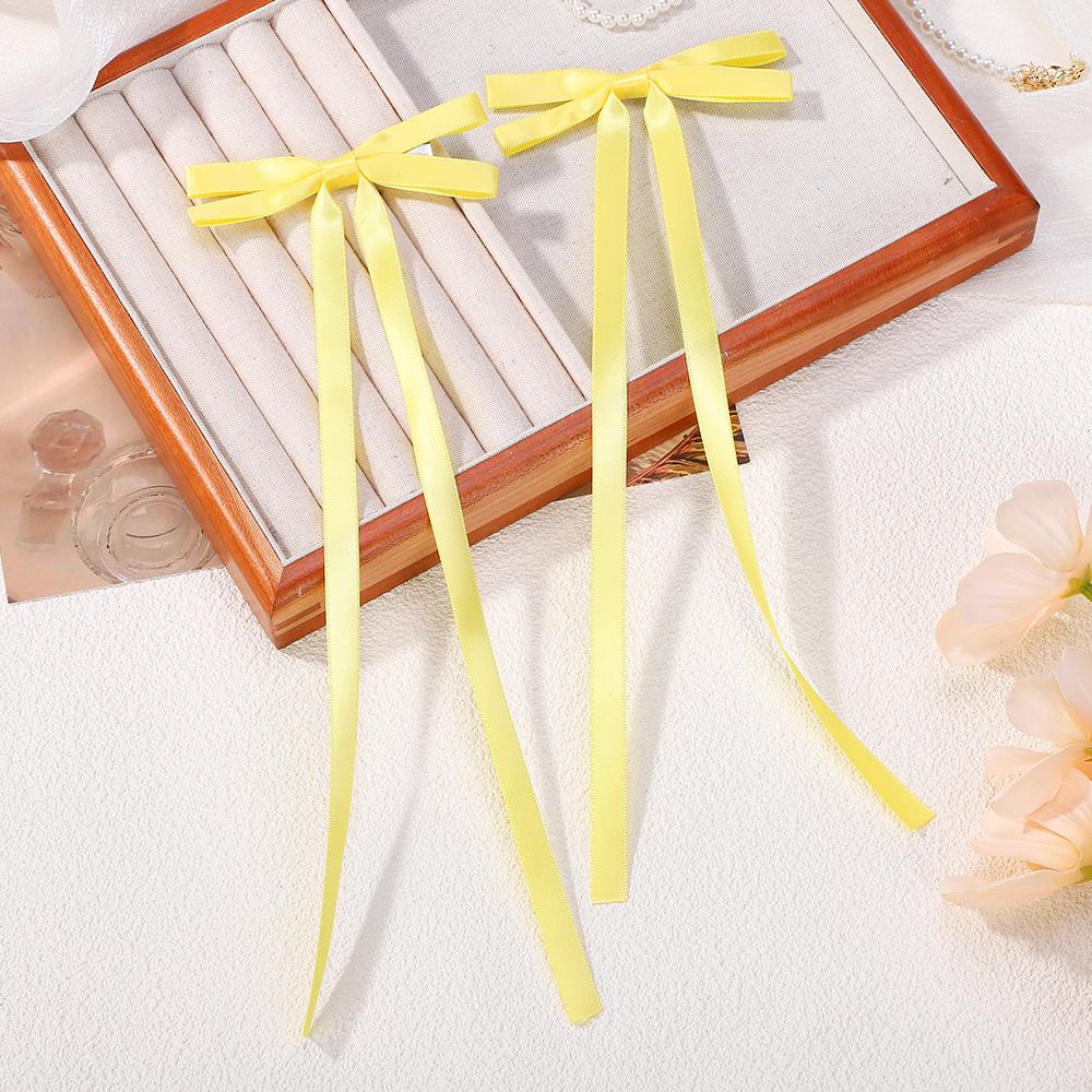 LOVEKIKI 2Pcs Long Tassel Hair Bow Hair Clips for Girl Lovely Ribbon Headwear Ins Party Ponytail Barrette Women Hair Accessories