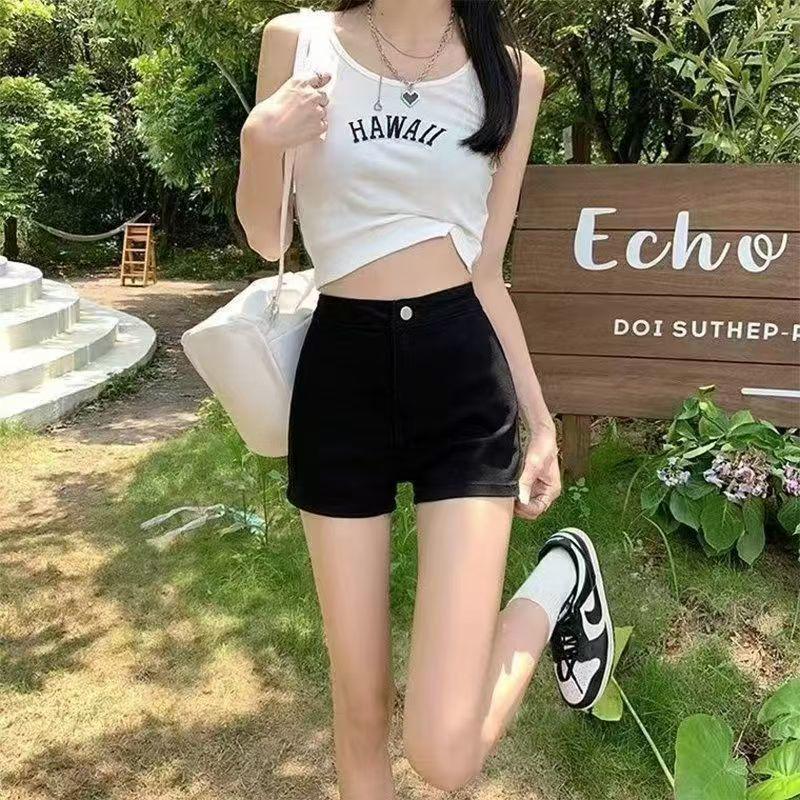 

Women s Low-Waist Black Rivet Denim Shorts - Spicy Girl Hip-Hugging Hot Pants for Spring & Autumn XS