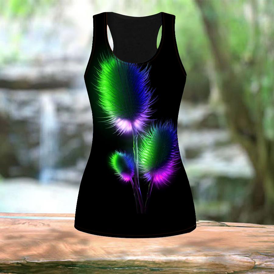 3D Gradient Blue Feather Print Women Workout Yoga Gym Printed Summer Sport Shirts Plus Size Vests
