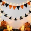 Halloween Banner Decoration 2 Pcs 7.5FT Garland, Felt Pumpkin Ghost Bat Skull Garland with Fireplace Wood Beads, Party Hanging for Doorway Indoor