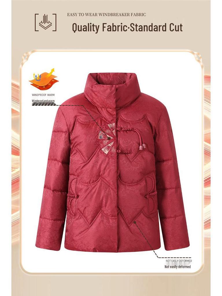 Women's Cotton-Padded Jacket: Fleece-Lined, Thickened, National Style for Elderly, Winter Coat for Grandma, Tang Suit Design