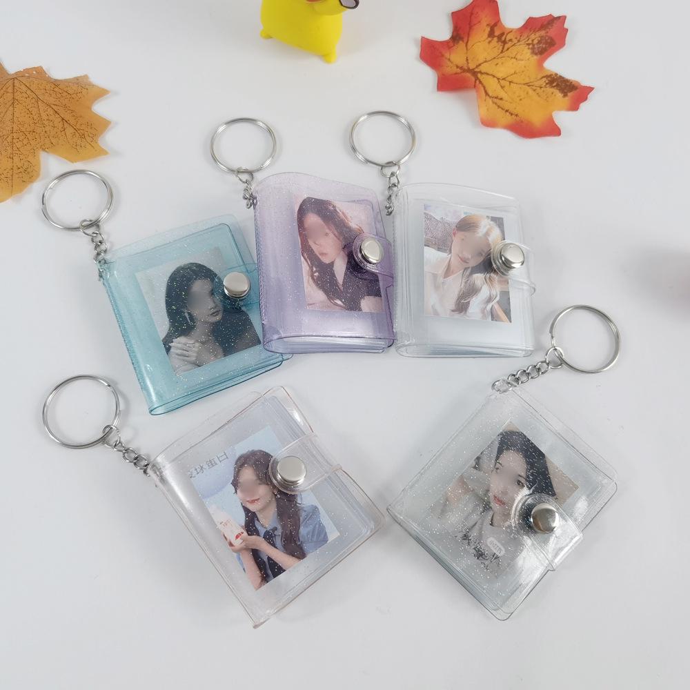 Mini 1-2 Inch Photo Album with Keychain and Stickers for Children's Memories