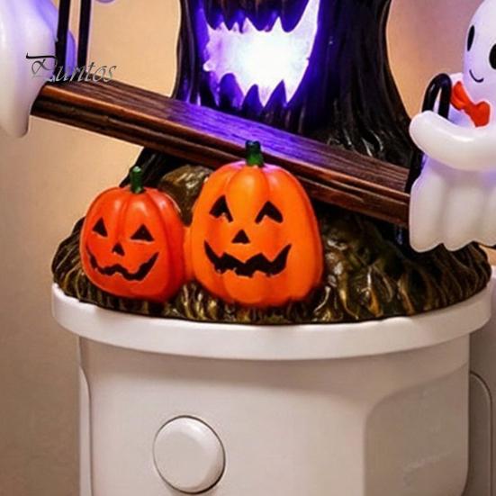 Soft Glow Night Light Halloween Light, Plug-in Resin Seesaw Ghost And Dead Tree Indoor Lighting Lamp, Waterproof Spooky Decor for Bedroom, Party