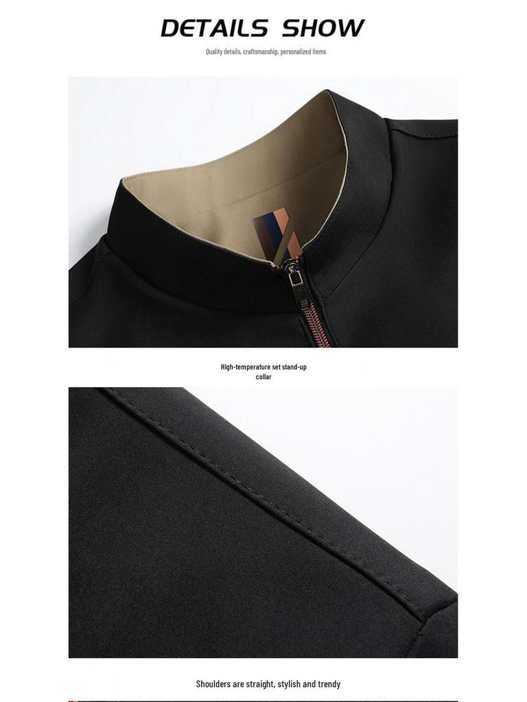 Herren Schwarz-Gold Baumwollgepolsterte Jacke mit Stehkragen und Samt-Graphen-Futter