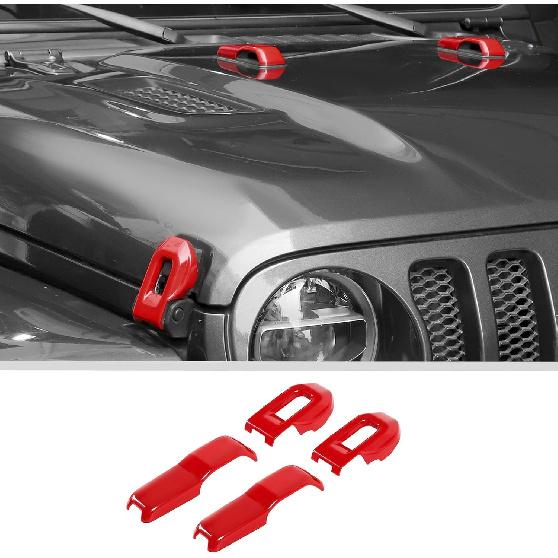 

JWWY Hood Latches Decor Hood Hinge Cover Trim Fit for 2018-2026+ Jeep Wrangler JL JLU Sports Sahara Freedom Rubicon Unlimited Gladiator JT Exterior красный