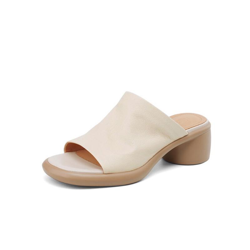 

Версия из коровьей кожи~ Удобные мягкие кожаные тапочки женские летние модные не утомляют ноги, толстая подошва, шлепанцы на один ремешок, мамины прохладные тапочки 40