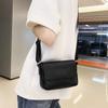 Square Men's Messenger Bag Solid Color Crossbody Bag Fashion PU Leather Shoulder Bag  Hiking