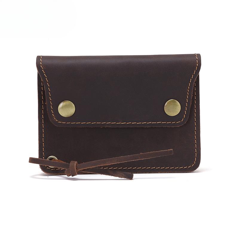 Vintage Small Wallet Mini Small Bag Short Genuine Leather Wallet Men's Coin Purse