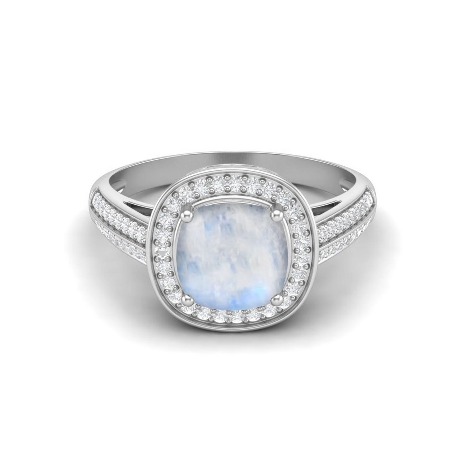 

1.5 Cts Cushion Moonstone 925 Sterling Silver Solitaire Engagement Wedding Women Ring 5 белый