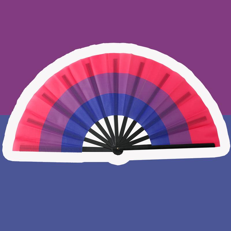 Rainbow Folding Fans Gay Lesbian Decorative Folding Fans, Large Handheld Fan Bamboo Folding Fan For Men/Women, Wedding, Dancing,