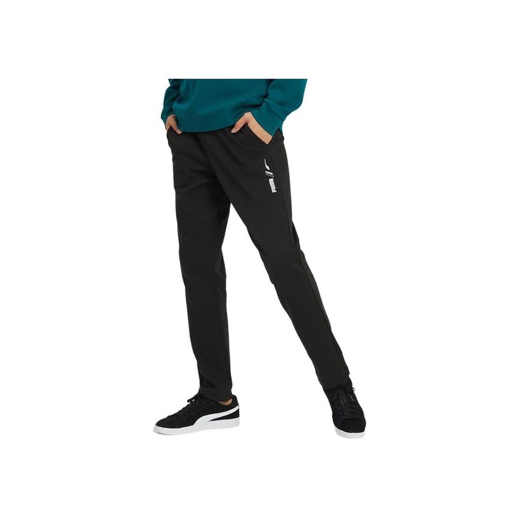 Puma Solid Color Drawstring Elastic Casual Pants With Brand Logo Print Men Bottoms Black 672406-01