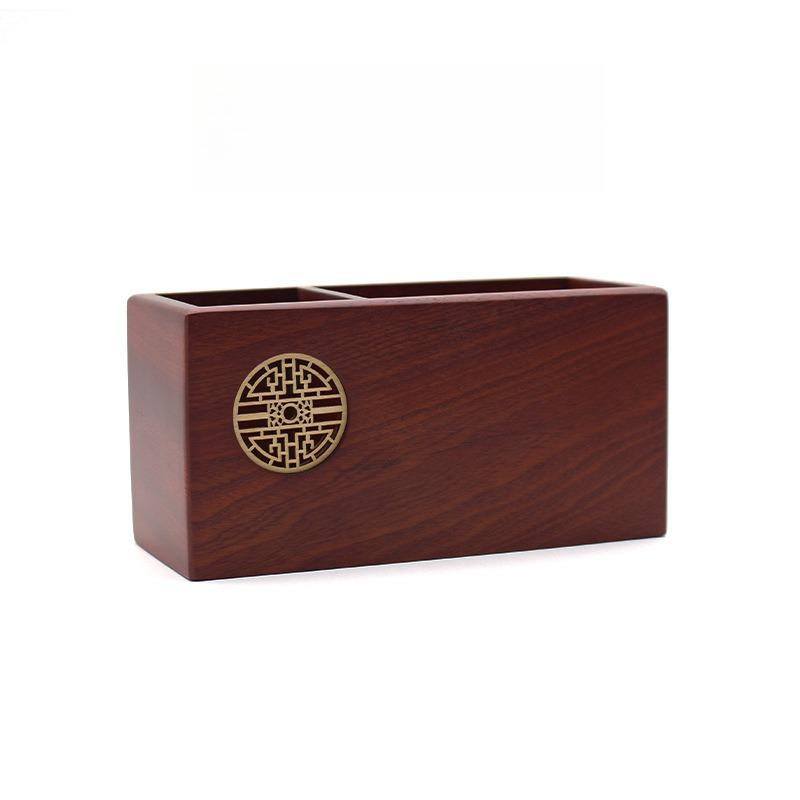 

Graduation Gift Wooden Pen Holder Chinese Style Hand Carved Desk Organizer Natural Wood Stationery Storage for Students/Teachers