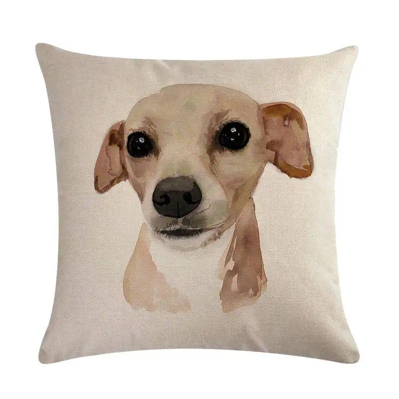 Cute Puppy Head Series Linen Pillow Case Seat Sofa Bedroom Cushion Cover Home Decoration Pillowcase 45*45Cm