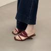Color matching retro babes! Square head suede one-word with wedge heels slippers women's summer open-toed high-heeled sandals