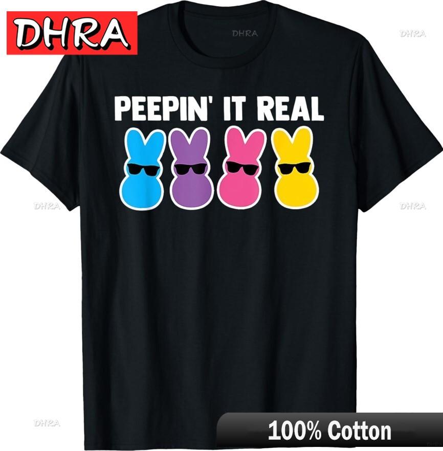Peepin It Real Bunny Candy Egg Hunt Happy Easter Unisex TShirt Urban Shirts Tops for Work From Home TShirt Norway Nostalgia S