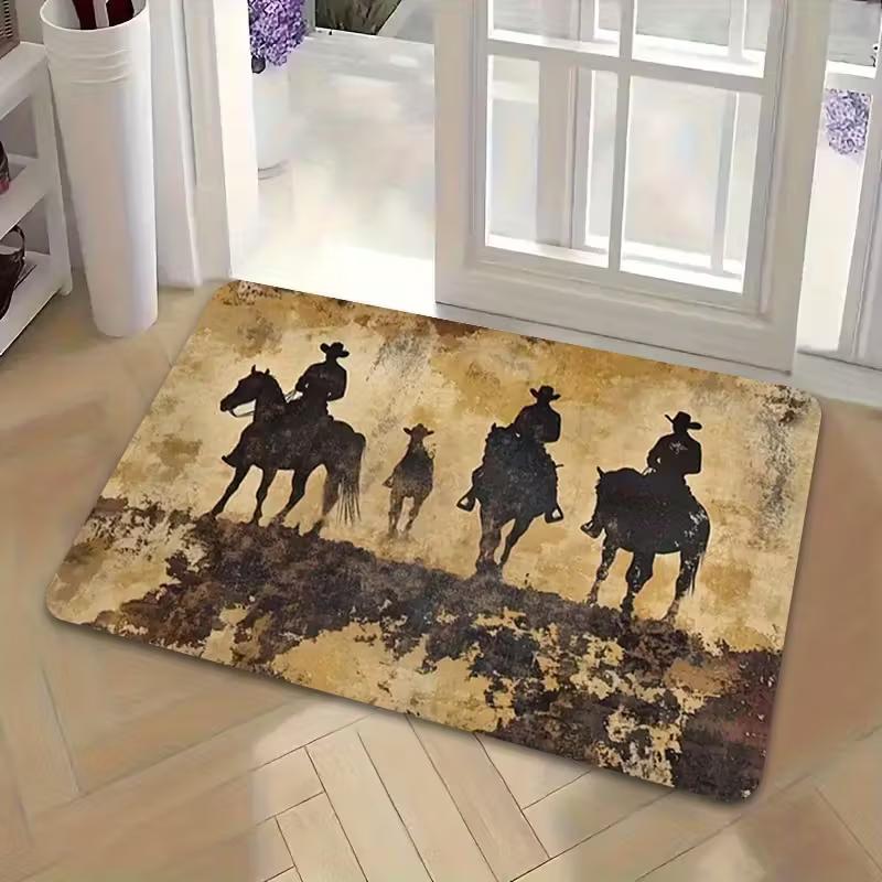 

Western cowboy Welcome Doormat Non-Slip Machine Washable Carpet for Living Room Bedroom Bathroom Kitchen and Laundry Rug 40x60CM