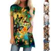 Camicetta con top pullover a girocollo con stampa a maniche corte casual alla moda da donna