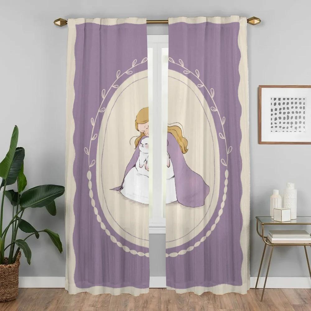 Märchenhaftes Mädchen Verdunkelungsvorhänge für Wohnzimmer Halloween Dekoration Fenstervorhang Raumteiler Heim Innenvorhänge 2 Stück