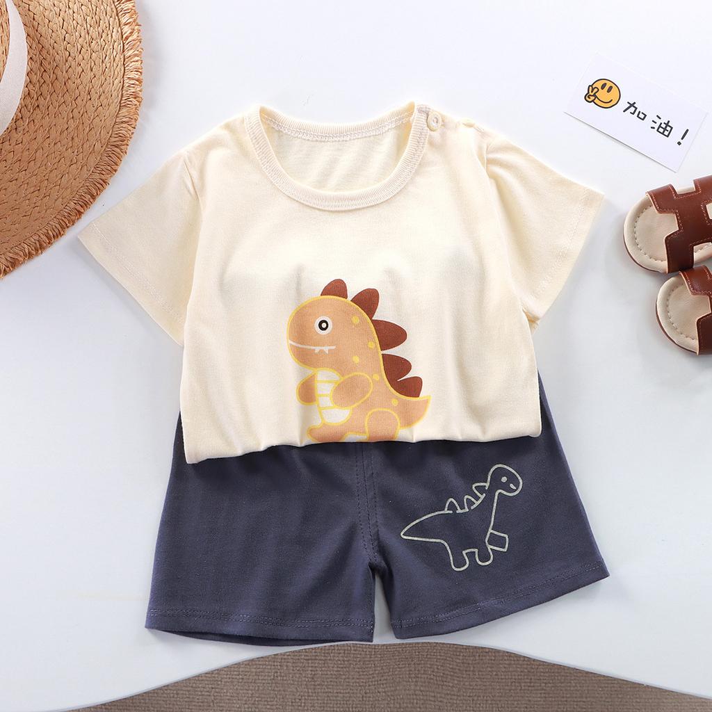 Kids Cotton Cartoon T-Shirt and Shorts Set Baby Boy Girl  Casual Outfit Children Clothes Set