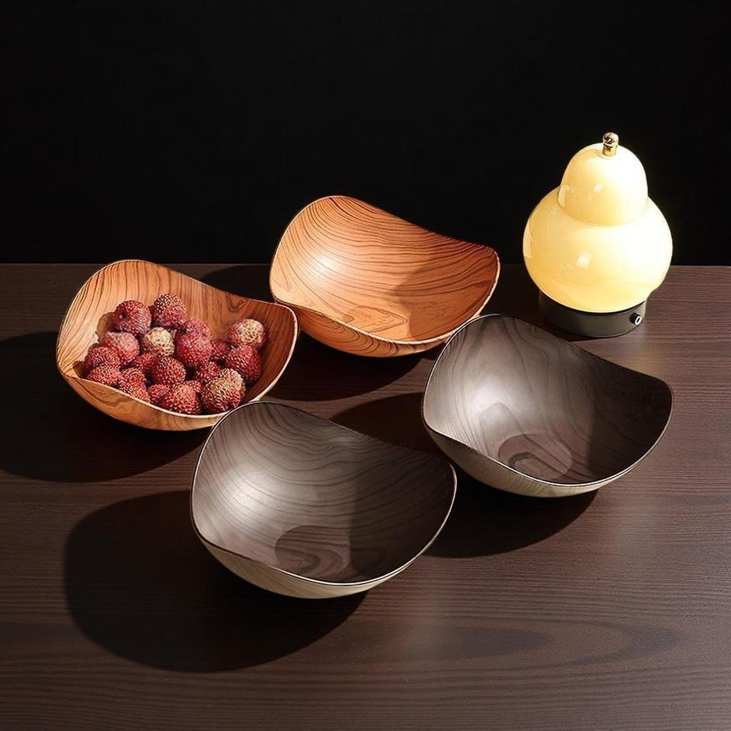 Ciotola per Frutta con Finitura Legno Imitazione, Vassoio Decorativo per Snack per Soggiorno
