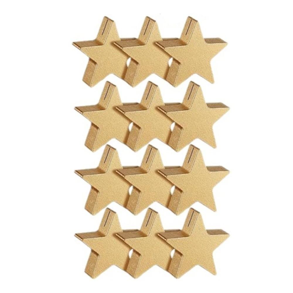 12PCS Gold Table Number Cards Stands Star Heart Shaped Name Card Clips Place Card Holders  Reception
