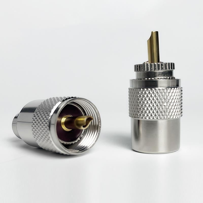 UHF Male Plug & N-Type Male Plug - Crimp Connector for RG58/RG59/RG6U Coaxial Cable - Gold Plated Brass RF Connector UHF MALE