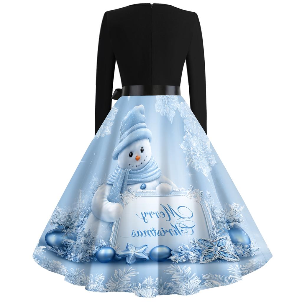 Women's Vintage Fashion Halloween Print Square Neck Casual Dress for Party and Daily Wear