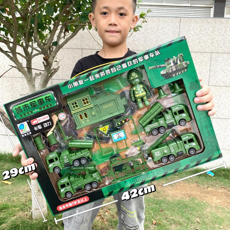 Construction Truck Fire Truck Inertia Pull Back Truck Set Gift Box Excavator Bulldozer Model Boy Toy