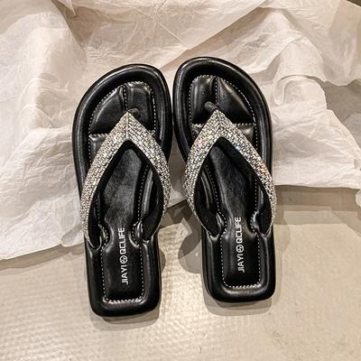 Infradito Estive da Donna di Lusso con Decorazione di Strass Sandali, Ciabatte Leggere e Comode con Fondo Piatto