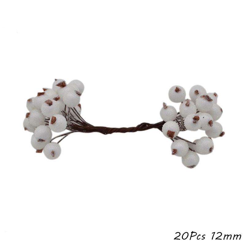 

White Theme Artificial Flower Cherry Stamen Berries Bundle DIY Christmas Decoration Wedding Cake Gift Box Wreaths Xmas Decor
