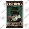 Putuo Decor Cute Black Cat Vintaget Plaque Metal Sign Vintage Tin Sign Poster Decoration for Living Room Barthroom Wall Decor