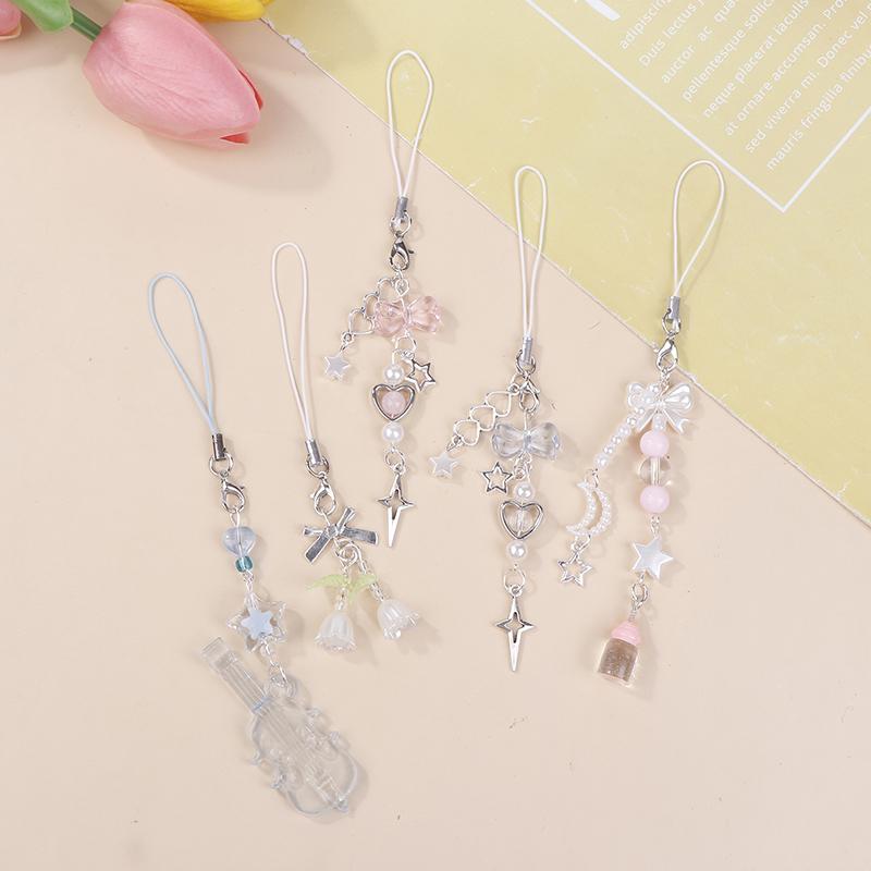 Handmade Beaded Pendant Delicate Phone Charm Lanyard Chain Keychain Pendant For Backpack Wallet Purse