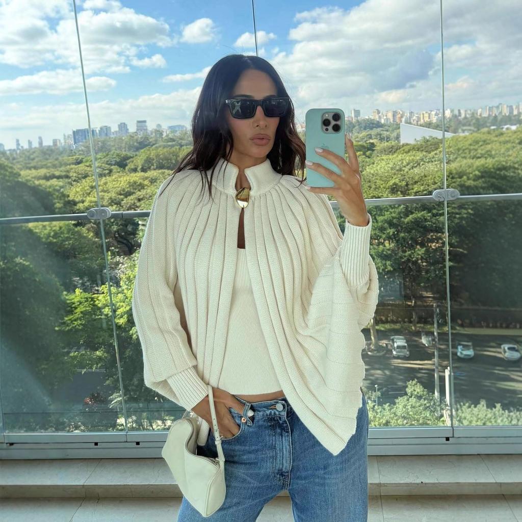 Autumn and Winter New Turtleneck Lazy Knitted Sweater Loose and Thin Cloak Long-sleeved Woolen Top