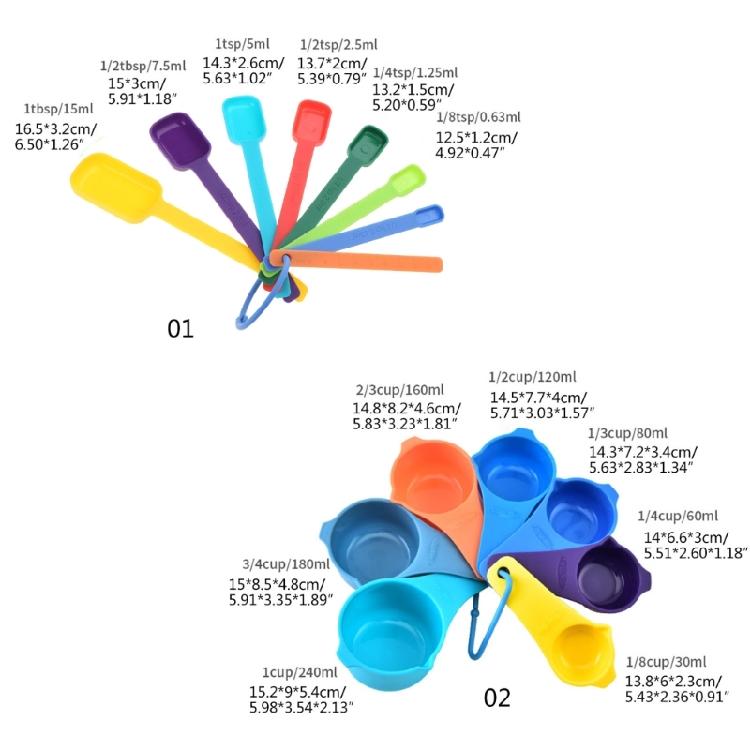 7Pieces Plastic Measuring Cups Measuring Spoons Set Kitchen Measuring Tool Suitable for Baking and Cooking