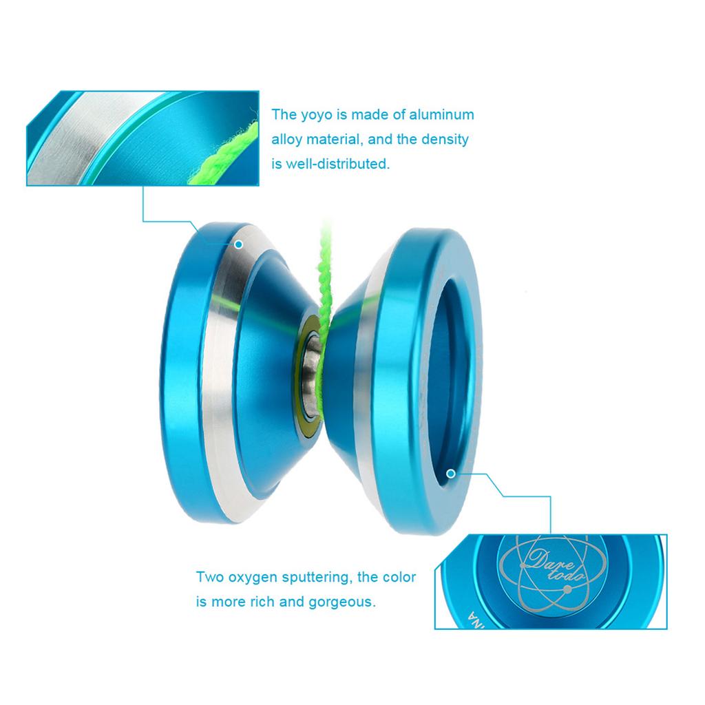 Professional Magic Yoyo N8 Aluminum Alloy Metal Yoyo 8 Ball KK Bearing with Spinning String for Kids Blue
