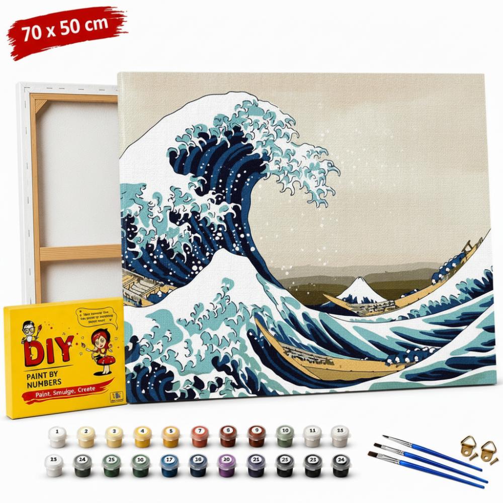 Obraz Do Malowania Po Numerach Z Ramą Wielka Fala W Kanagawie 70X50 Cm