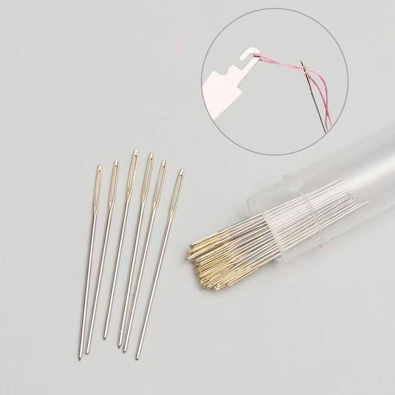 31PCS Cross Stitch Gold Tail Needle Dull Head Round Tip Needle Handmade General Three-strand Embroidery Needle
