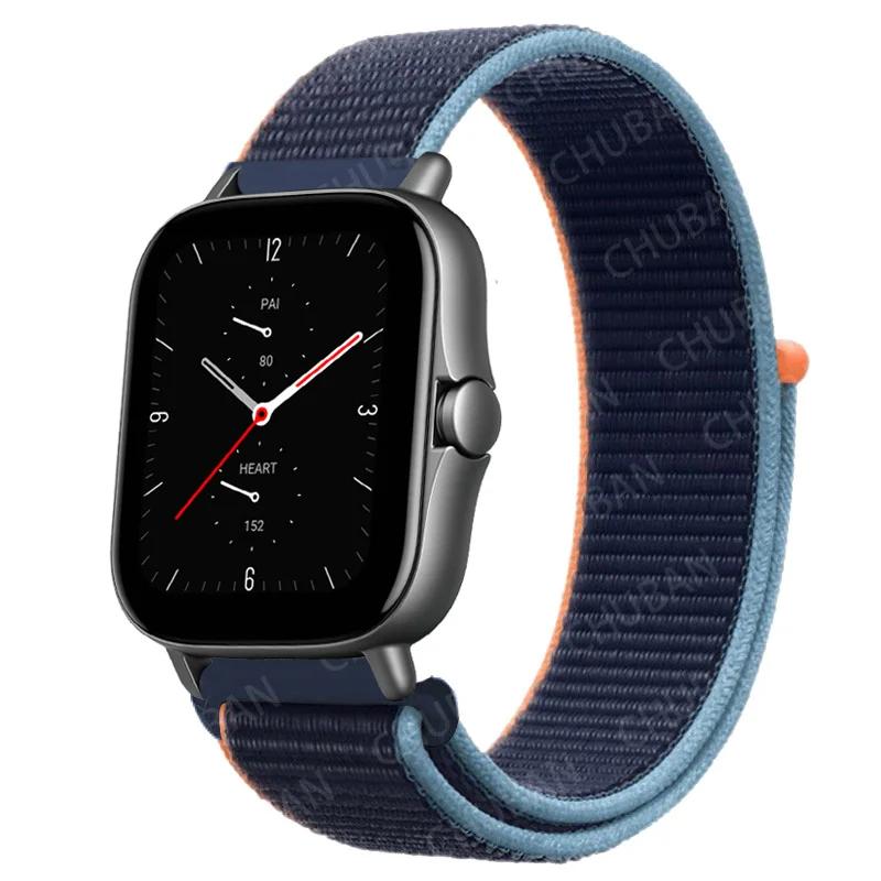 20mm/22mm Nylon Loop watch band For Amazfit GTS/4/2e/3/GTS2 Mini/GTR 4/3 pro/47mm/GTR2/2e/stratos Bracelet Amazfit bip-u strap