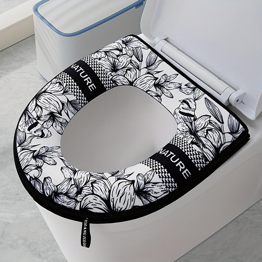 

2pcs Thick Zipper Toilet Seat Cushion, Soft Polyester Fiber, Easy To Clean and Warm Pad