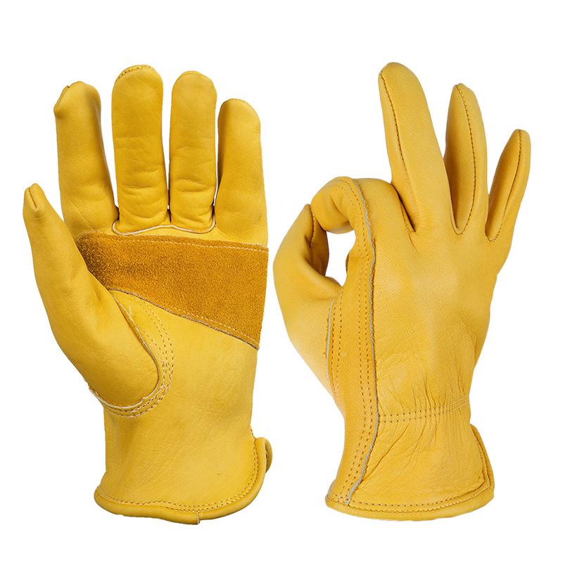 Gardening Gloves Cowhide Wear Resistant Non Slip Anti Puncture Farm Auto Repair Driver Labor Protection Gloves