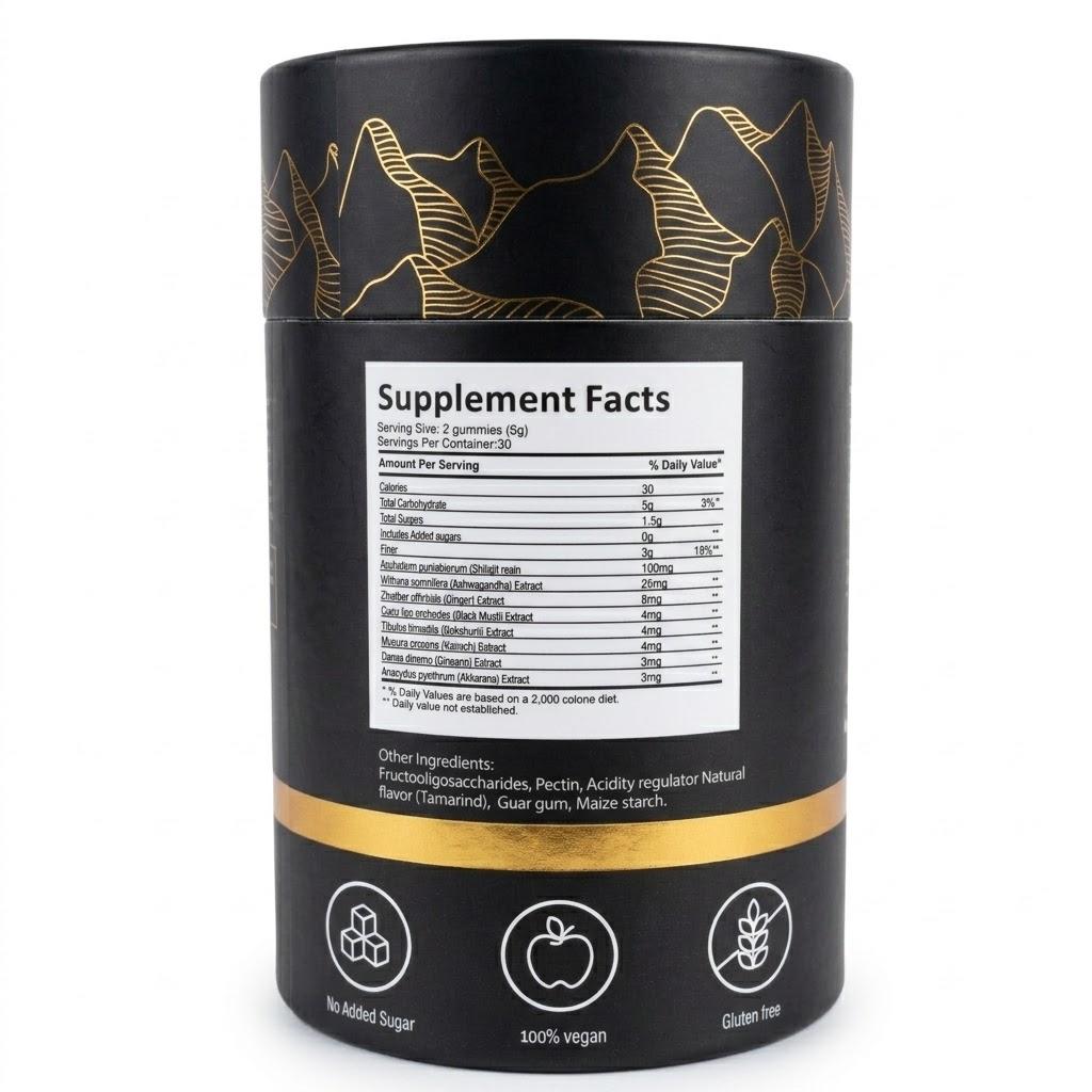 Himalayan Shilajit Gold Vitality Gummies (3000mg) | 60 Vegan Herbal Gummies