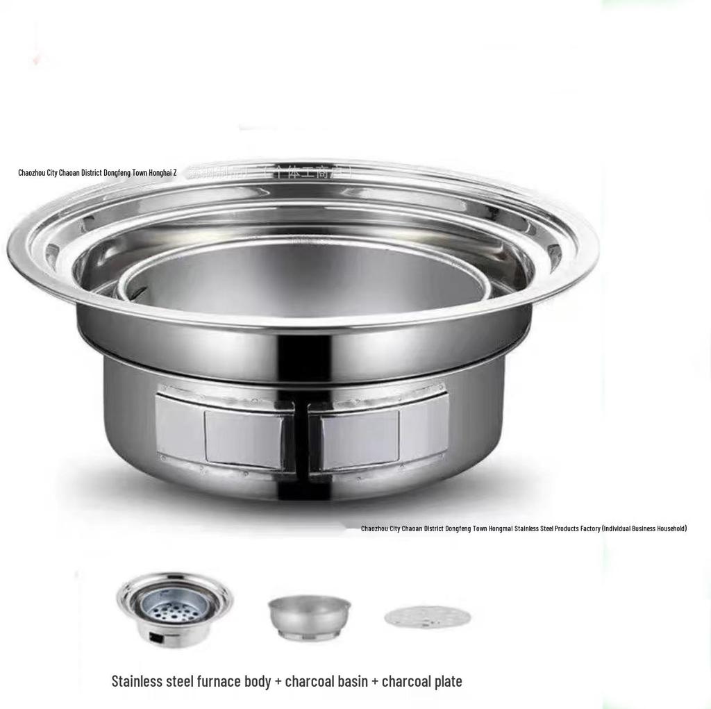 Korean Indoor/Outdoor Smokeless Charcoal Barbecue Grill - Stainless Steel BBQ Stove and Rack