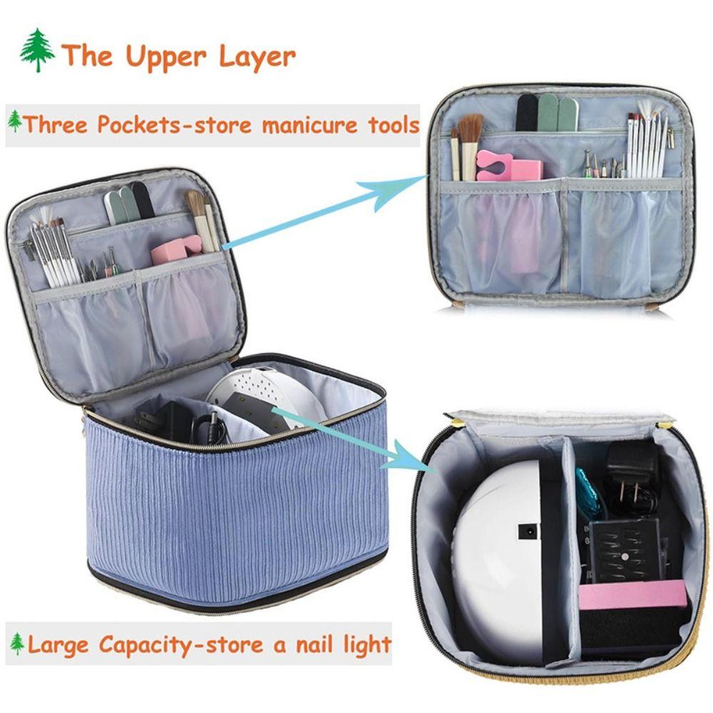 Double Layer Nail Polish Organizer Bag Large Capacity 30 Grids Essential Oil Storage Bag Handheld Makeup Bag Nail Care Tool