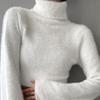 Damski Krótki Sweter Wysoki Kołnierz Rozszerzane Długie Rękawy Jednolity Kolor Dopasowany