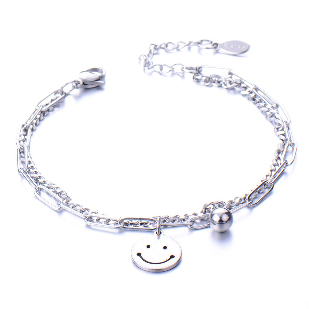 European and American simple personalized bell double-layer titanium steel bracelet spot men and women couple jewelry women's trend fashion jewelry