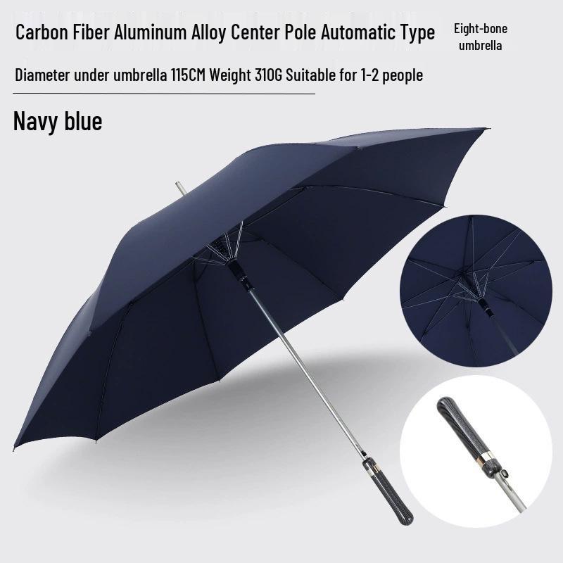 Ultra-light Carbon Fiber Aluminum Business Umbrella - Long Handle, Dual-use for Sun and Rain, Available for Custom Printing