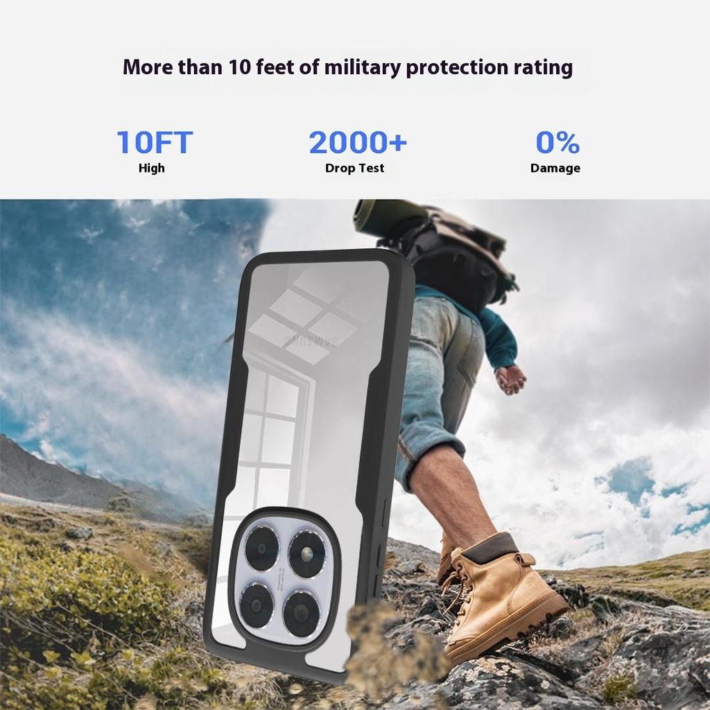 For Xiaomi Poco X7 5G/Redmi Note 14 Pro+ 5G/Note 14 Pro 5G Case Acrylic + TPU Clear Phone Cover with PET Screen Film