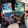 Black Soft Phone Cover Case for iPhone XS Max 15 16 14 Plus 13 12 11 17 Pro Max 17Air XR 7 8 Japanese Mount Fuji Scenic Area