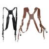 Camera Strap Photography Accessories for Two Cameras Dual Shoulder Leather Harness Leather Rivets Camera Suspenders
